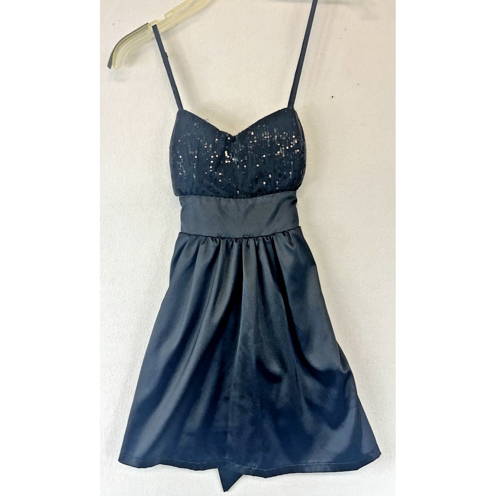 Womens Y2K Whimsigoth Babydoll Mini Dress Size M Black Fairy Grunge HOCO sequin